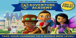 Adventure Academy - GET YOUR FIRST MONTH FREE!  red swoosh then just $12.99/mo., until canceled